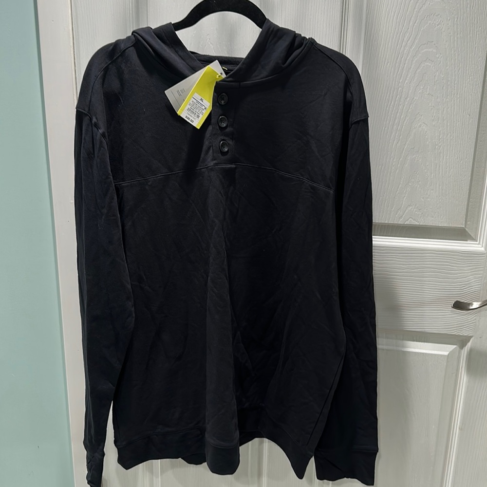 BNWT men’s three button hoodie, black XL by all in motion